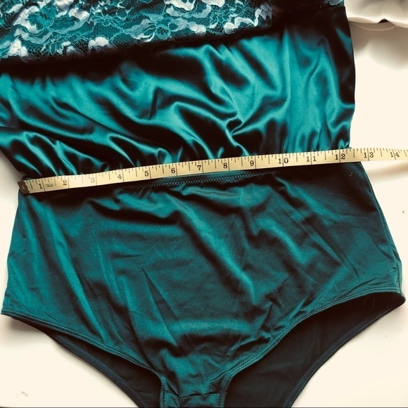 Auden Women's Square Neck Bodysuit Floral Laca Teal Size S - Picture 12 of 16